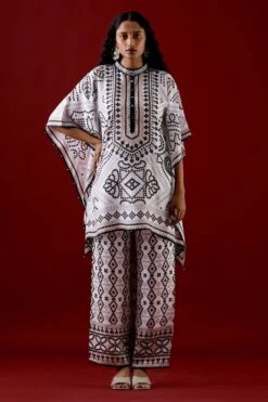 Rajdeep Ranawat Permaz Pristine White Geometric Print Palazzo
