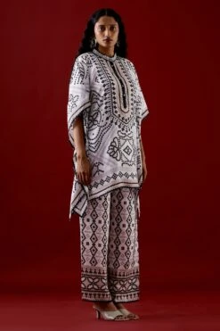 Rajdeep Ranawat Permaz Pristine White Geometric Print Palazzo -Deals Haute Togs Store 013122023rr15 3