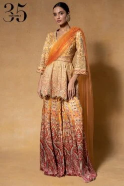 Tarun Tahiliani Sunset Kashida Embroidered Sharara Set