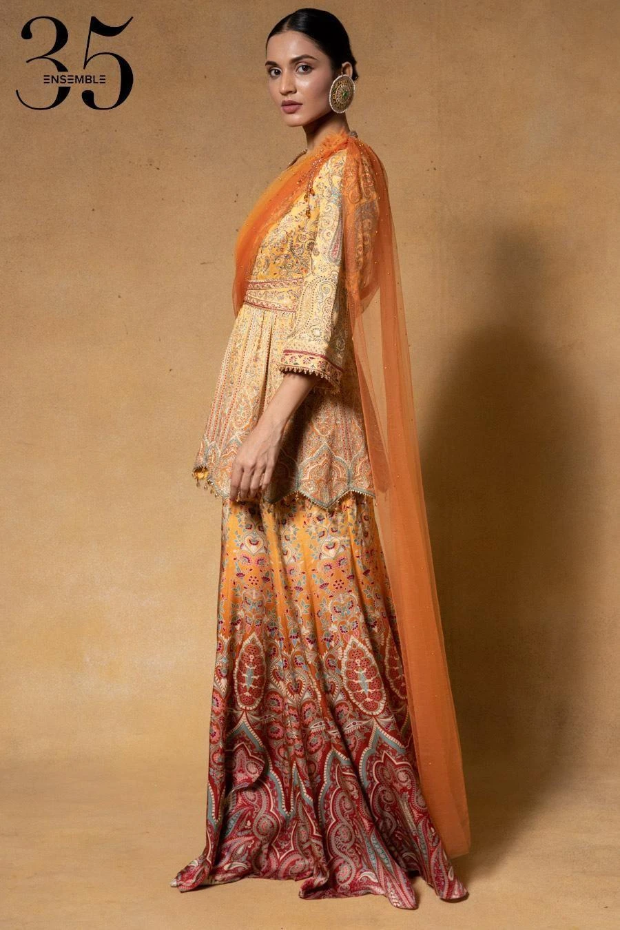 Tarun Tahiliani Sunset Kashida Embroidered Sharara Set 6 Tarun Tahiliani Sunset Kashida Embroidered Sharara Set - Image 4