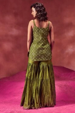 Punit Balana Olive Green Strappy Kurta & Gharara Set -Deals Haute Togs Store 0312pw11 3