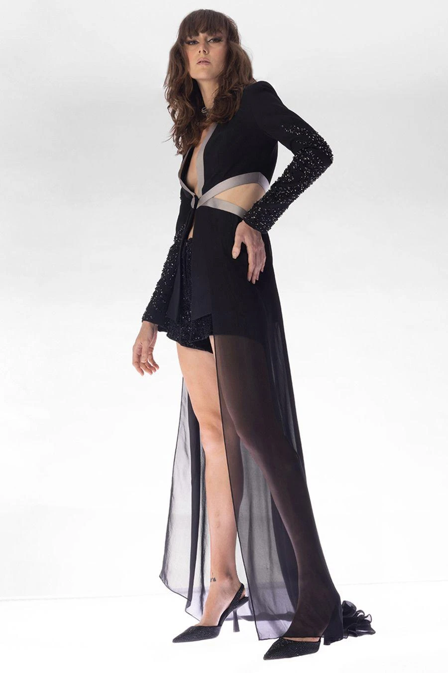 Rohit Gandhi + Rahul Khanna Black Magnetic Orbital Dress 3 Rohit Gandhi + Rahul Khanna Black Magnetic Orbital Dress