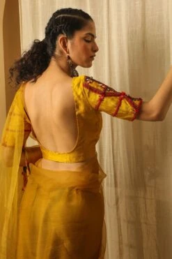 Medha Yellow Silk Embroidered Blouse -Deals Haute Togs Store 0512ma04 3