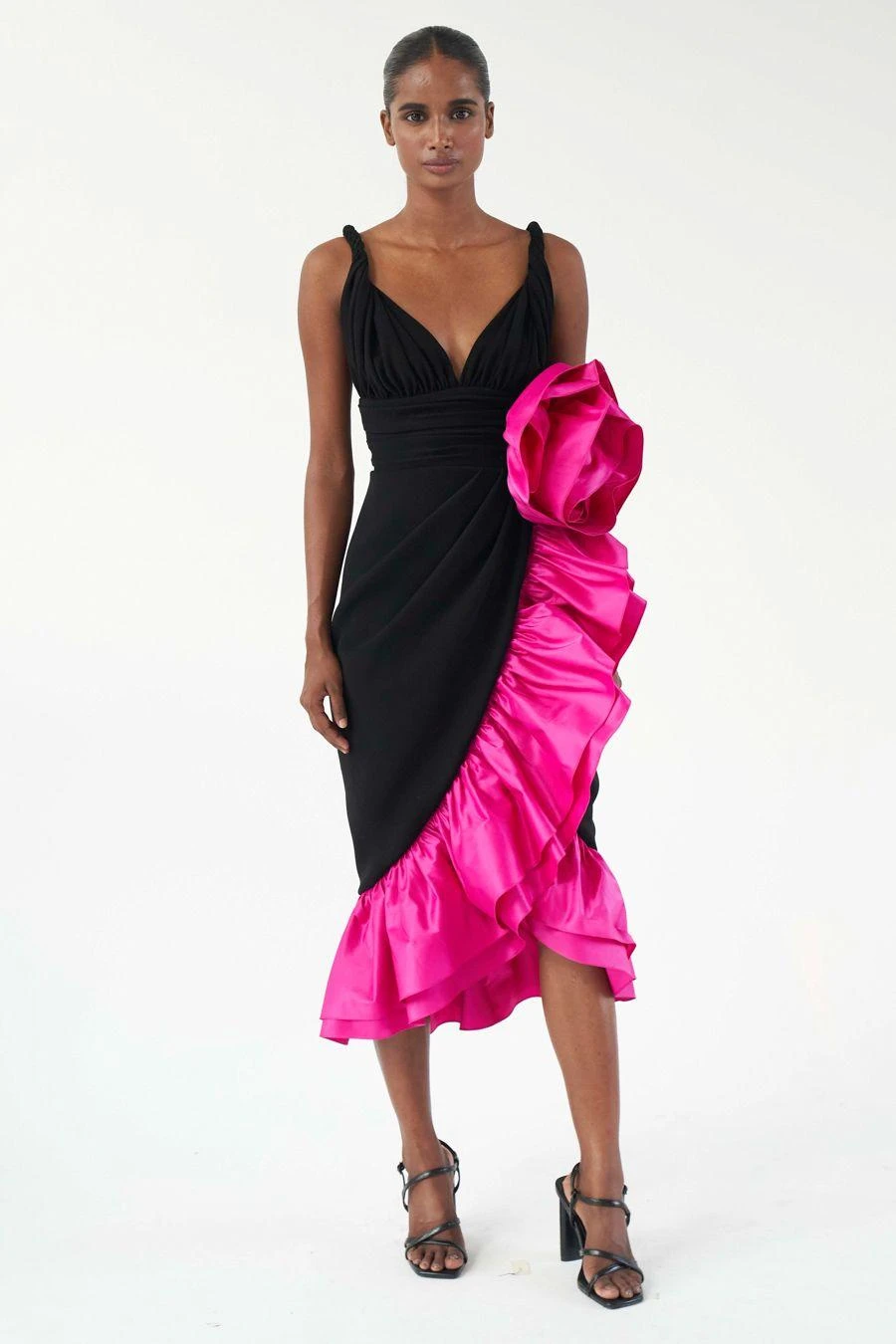 Gauri & Nainika Black & Fuchsia Bubble Ruffle Dress 5 Gauri & Nainika Black & Fuchsia Bubble Ruffle Dress - Image 3