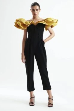 Gauri & Nainika Black Off- Shoulder Corsetted Jumpsuit -Deals Haute Togs Store 0809gk03 1
