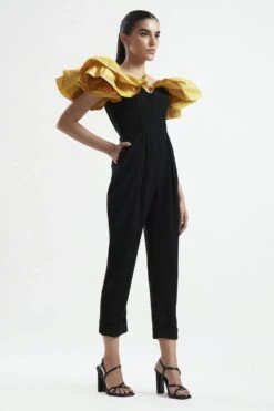Gauri & Nainika Black Off- Shoulder Corsetted Jumpsuit -Deals Haute Togs Store 0809gk03 2