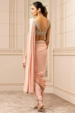Tarun Tahiliani Blush Pink Dhoti Drape Sari Set -Deals Haute Togs Store 0901tt02 3