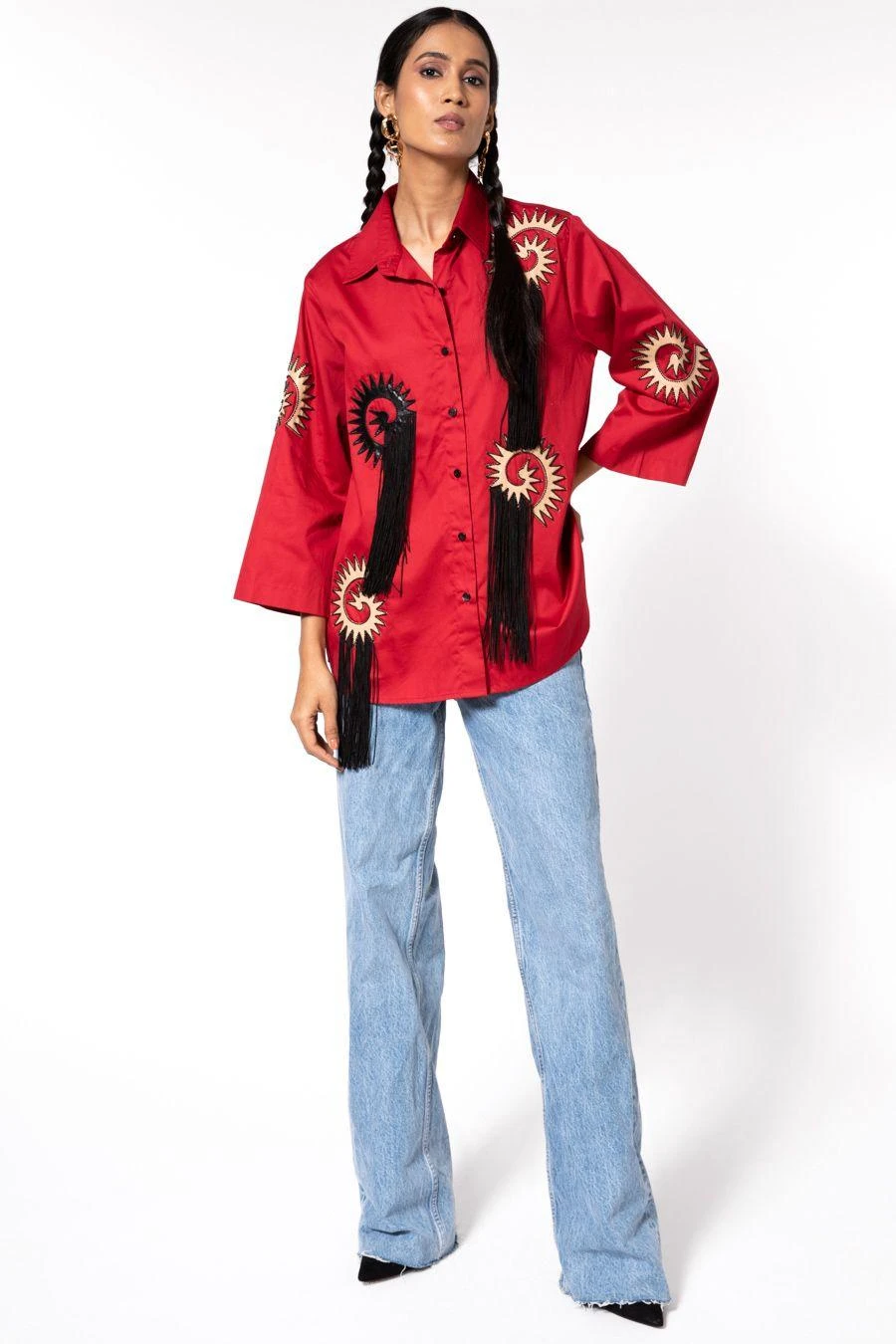 Kanika Goyal Label Red Embellished Shirt 3 Kanika Goyal Label Red Embellished Shirt