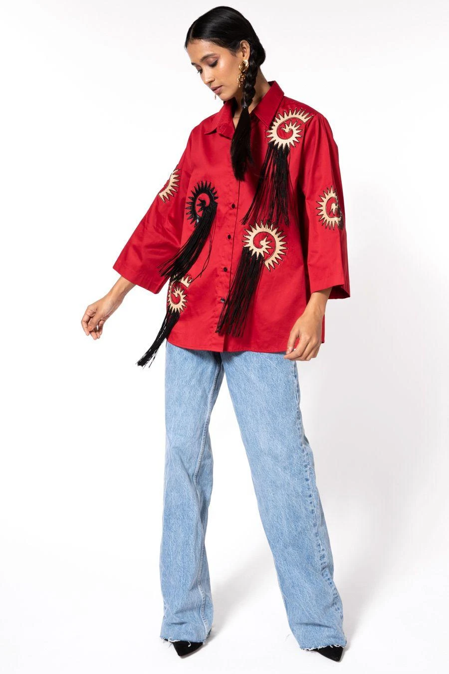 Kanika Goyal Label Red Embellished Shirt 4 Kanika Goyal Label Red Embellished Shirt - Image 2