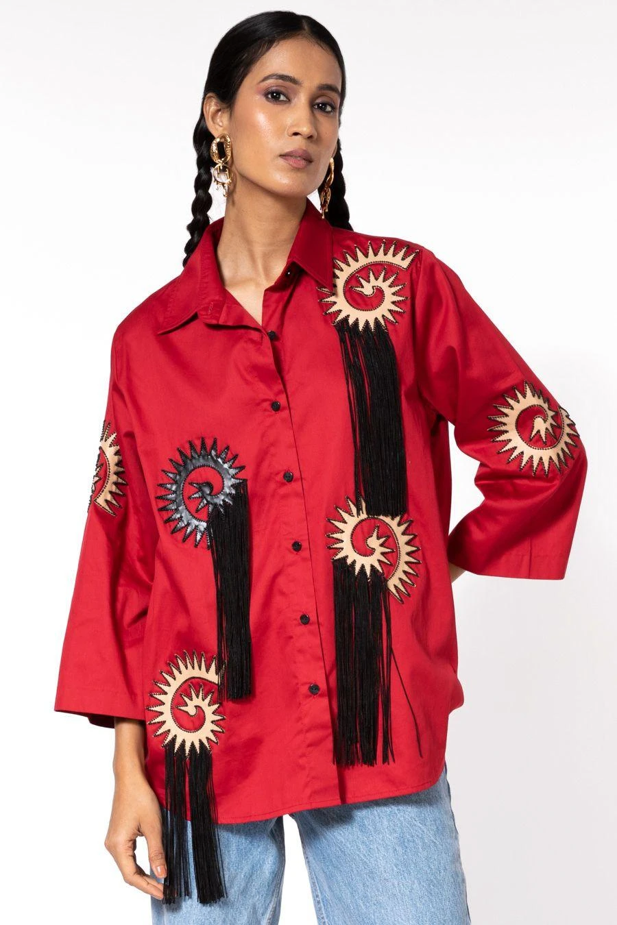 Kanika Goyal Label Red Embellished Shirt 6 Kanika Goyal Label Red Embellished Shirt - Image 4