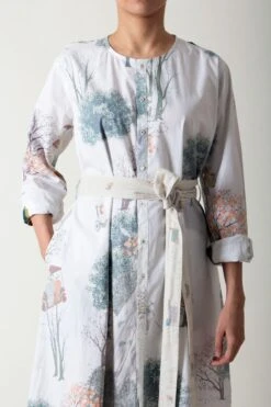 SUKETDHIR White Printed Poplin Shirt Dress -Deals Haute Togs Store 101sd34 4