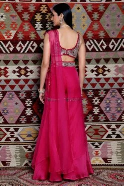 Ridhima Bhasin Fuchsia Embroidered Sharara Sari -Deals Haute Togs Store 102rb16 4