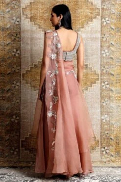 Ridhima Bhasin Seashell Pink Embroidered Sharara Sari -Deals Haute Togs Store 102rb5 4