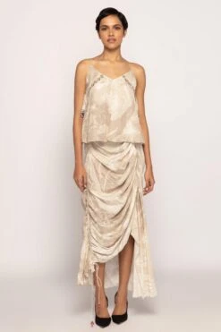 Saaksha & Kinni Periwinkle Bandhani Printed Draped Skirt