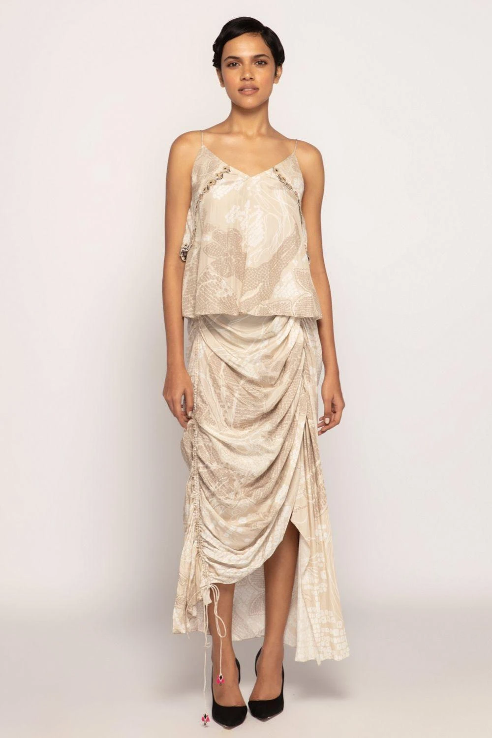 Saaksha & Kinni Periwinkle Bandhani Printed Draped Skirt 3 Saaksha & Kinni Periwinkle Bandhani Printed Draped Skirt