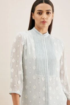 PATINE Blue Hand Embroidered Chikankari Top 10 PATINE Blue Hand Embroidered Chikankari Top -Deals Haute Togs Store 111pat12 4