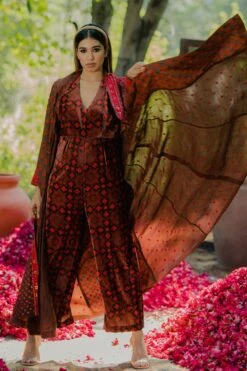 Pooja Keyur Brown Aari Embroidered Jumpsuit -Deals Haute Togs Store 111pkm6 4