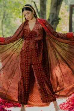 Pooja Keyur Brown Aari Embroidered Jumpsuit -Deals Haute Togs Store 111pkm6 6