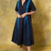Bodice Blue V-neck Hand Bound Pleated Dress -Deals Haute Togs Store 11423bo8 1