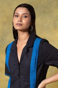 Bodice Blue V-neck Hand Bound Pleated Dress 10 Bodice Blue V-neck Hand Bound Pleated Dress -Deals Haute Togs Store 11423bo8 4