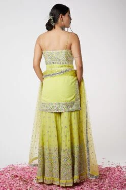Gopi Vaid Lime Sleeveless Kurta & Sharara Set With Dupatta -Deals Haute Togs Store 115gv37 4