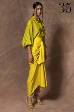 431-88 By Shweta Kapur Kelly Green Slit Sleeve Shirt -Deals Haute Togs Store 115ske10 3