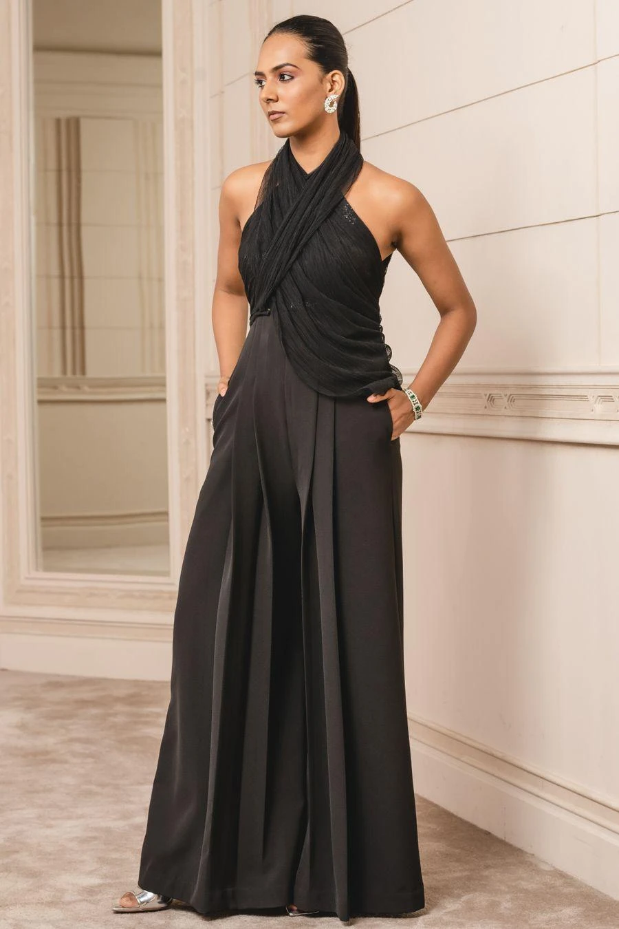 Tarun Tahiliani Black Draped Jumpsuit 5 Tarun Tahiliani Black Draped Jumpsuit - Image 3