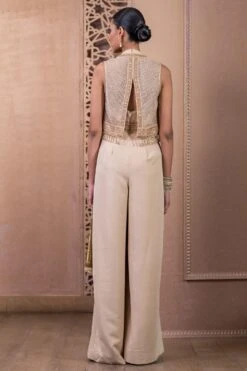 Tarun Tahiliani Beige Hand Embellished Jumpsuit And Gilet Set 7 Tarun Tahiliani Beige Hand Embellished Jumpsuit And Gilet Set -Deals Haute Togs Store 12623tt5 3