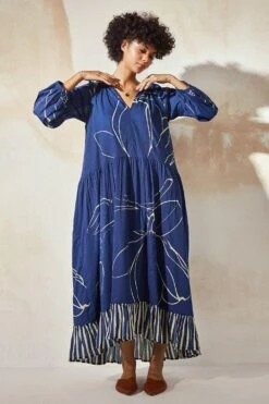 Khara Kapas Blueberry Anti Fit Dress -Deals Haute Togs Store 12923kk34 3