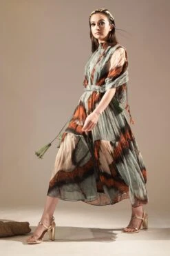 Nikita Mhaisalkar Powder Blue Butterfly Printed Pleated Dress -Deals Haute Togs Store 131023nmw31 3