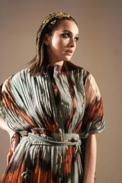 Nikita Mhaisalkar Powder Blue Butterfly Printed Pleated Dress -Deals Haute Togs Store 131023nmw31 4