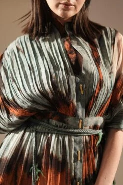 Nikita Mhaisalkar Powder Blue Butterfly Printed Pleated Dress -Deals Haute Togs Store 131023nmw31 5