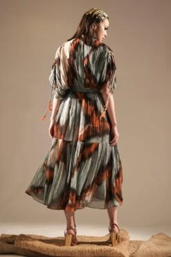 Nikita Mhaisalkar Powder Blue Butterfly Printed Pleated Dress -Deals Haute Togs Store 131023nmw31 6