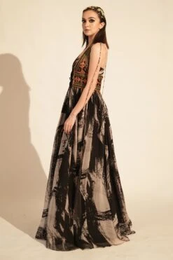 Nikita Mhaisalkar Black & White Stroke Printed Maxi Dress -Deals Haute Togs Store 131023nmw5 2