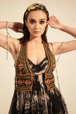 Nikita Mhaisalkar Black & White Stroke Printed Maxi Dress -Deals Haute Togs Store 131023nmw5 5