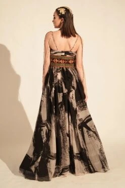 Nikita Mhaisalkar Black & White Stroke Printed Maxi Dress -Deals Haute Togs Store 131023nmw5 6