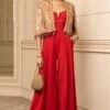 Tarun Tahiliani Red Paisley Printed Cape & Jumpsuit 2 Tarun Tahiliani Red Paisley Printed Cape & Jumpsuit -Deals Haute Togs Store 13323tt76 1