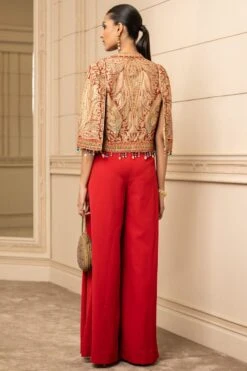 Tarun Tahiliani Red Paisley Printed Cape & Jumpsuit 13 Tarun Tahiliani Red Paisley Printed Cape & Jumpsuit -Deals Haute Togs Store 13323tt76 6