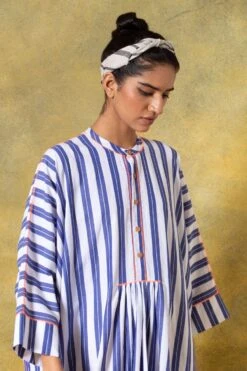 SavioJon Blue Striped & Gathered Dress 10 SavioJon Blue Striped & Gathered Dress -Deals Haute Togs Store 13423sj2 4