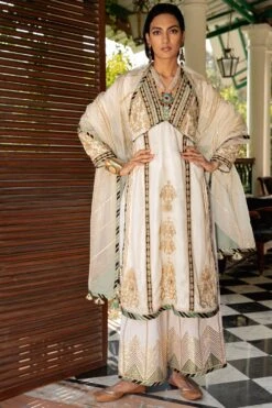 Simar Dugal Ivory Embroidered Sharara Set
