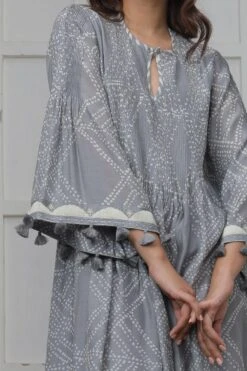 Myoho Grey Pintucked Dress With Flared Sleeves 8 Myoho Grey Pintucked Dress With Flared Sleeves -Deals Haute Togs Store 13myo15 3