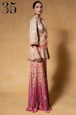Tarun Tahiliani Pink Kashida Embroidered Sharara Set 8 Tarun Tahiliani Pink Kashida Embroidered Sharara Set -Deals Haute Togs Store 1411tt91 3