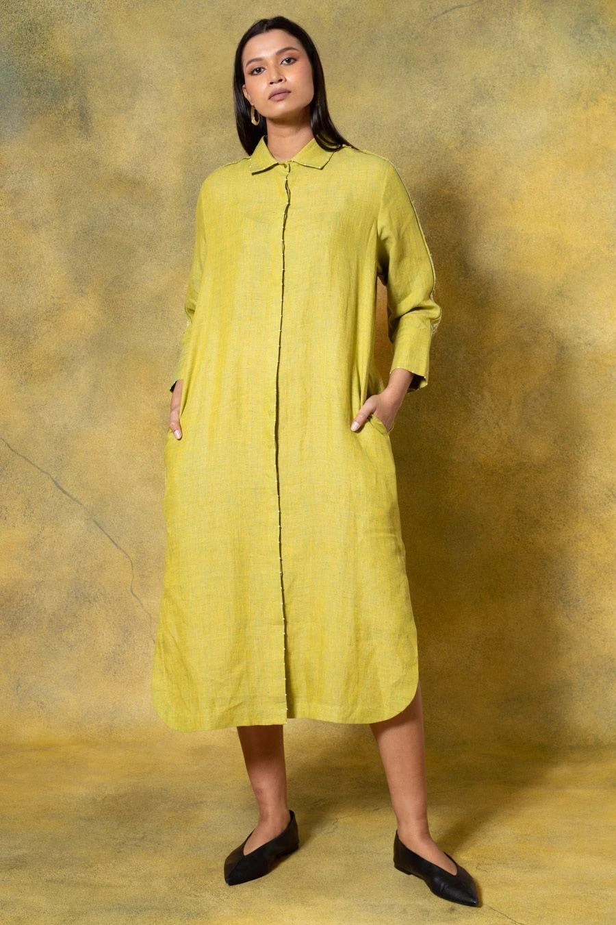 Divyam Mehta Green Buttoned Down Midi Dress 3 Divyam Mehta Green Buttoned Down Midi Dress