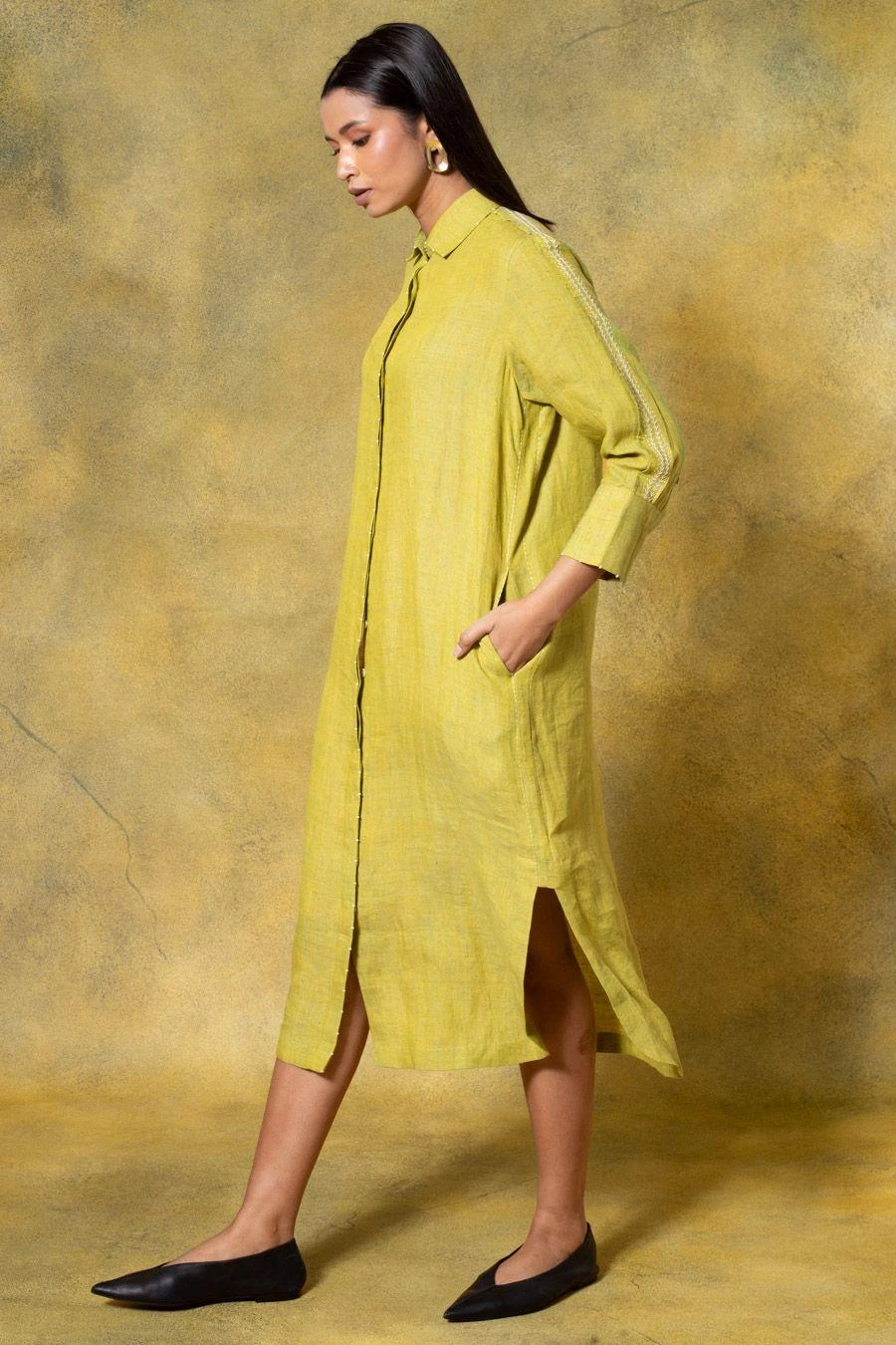 Divyam Mehta Green Buttoned Down Midi Dress 4 Divyam Mehta Green Buttoned Down Midi Dress - Image 2