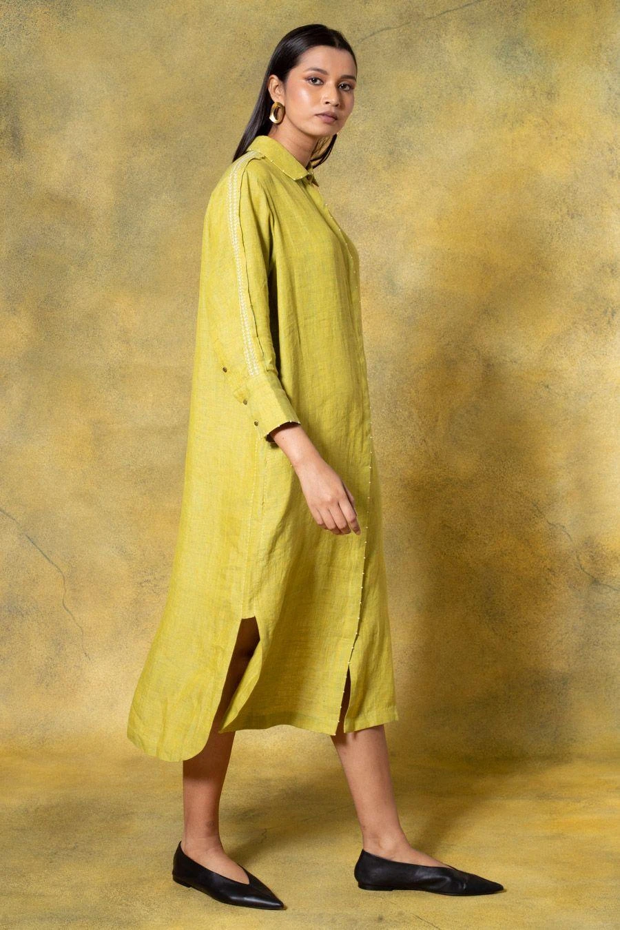 Divyam Mehta Green Buttoned Down Midi Dress 5 Divyam Mehta Green Buttoned Down Midi Dress - Image 3