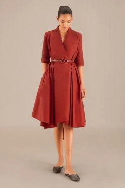 AMPM Lara Bold Red Poplin Dress