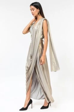 431-88 By Shweta Kapur New Champagne Sequinned V-neck Blouse -Deals Haute Togs Store 1512sk4 3