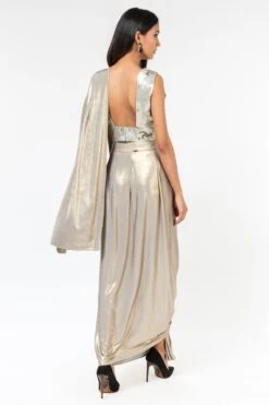 431-88 By Shweta Kapur New Champagne Sequinned V-neck Blouse -Deals Haute Togs Store 1512sk4 5