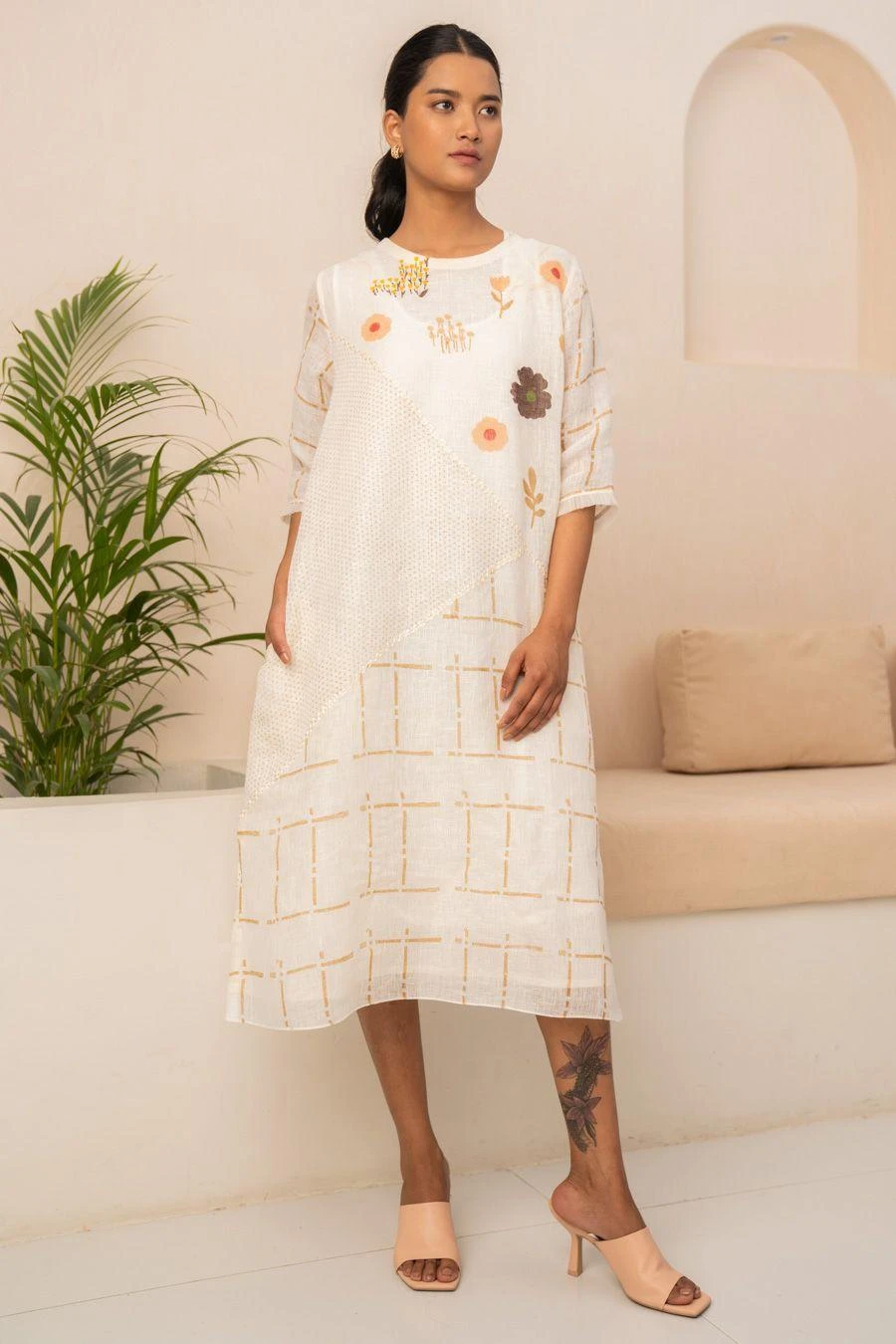 Arcvsh By Pallavi Singh Ivory Embellished & Checkered Dress 3 Arcvsh By Pallavi Singh Ivory Embellished & Checkered Dress