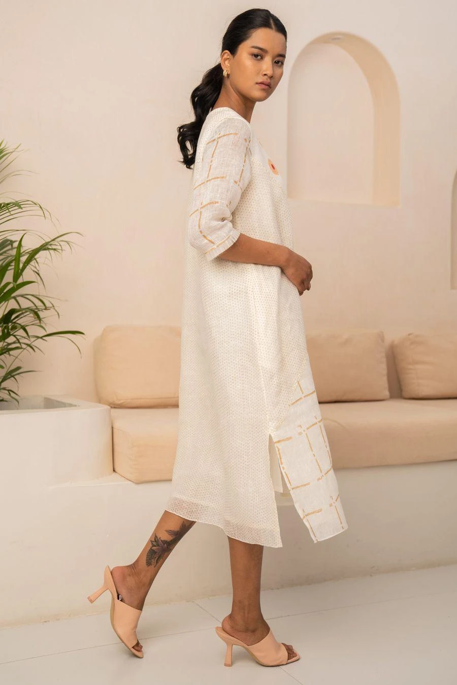 Arcvsh By Pallavi Singh Ivory Embellished & Checkered Dress 6 Arcvsh By Pallavi Singh Ivory Embellished & Checkered Dress - Image 4